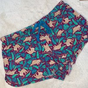 Large Sloth pajama shorts